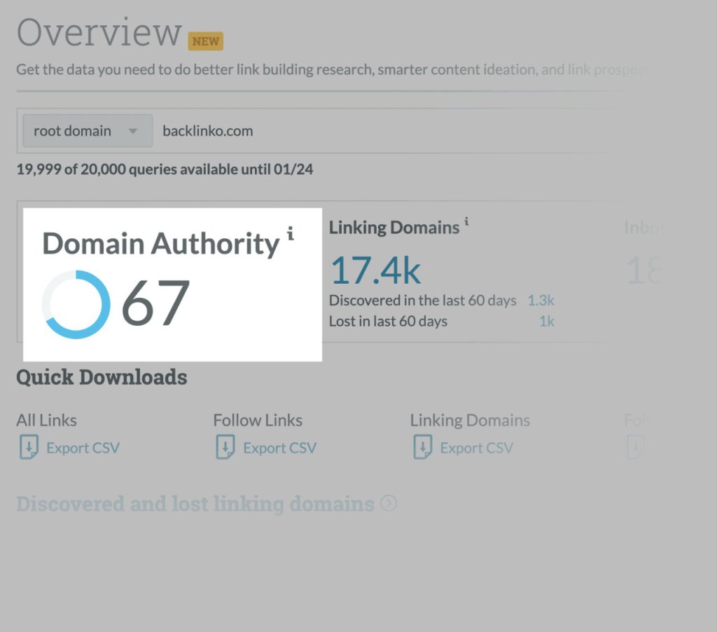 domain authority در سایت moz