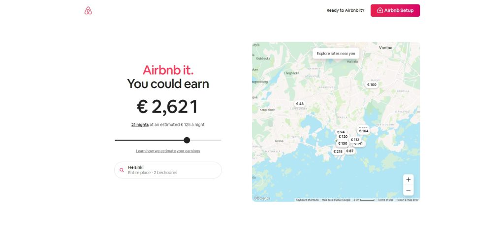 صفحه لندینگ سایت Airbnb